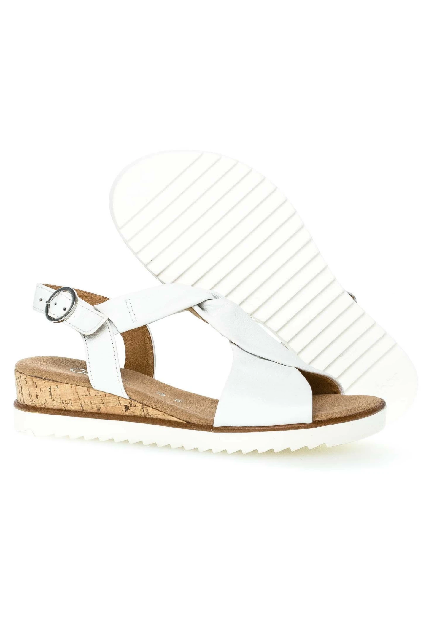 Gabor Comfort Sandalen Met Sleehak - Weiss Kork/Offwhi 3 Gabor Comfort Sandalen Met Sleehak - Weiss Kork/Offwhi - Afbeelding 3