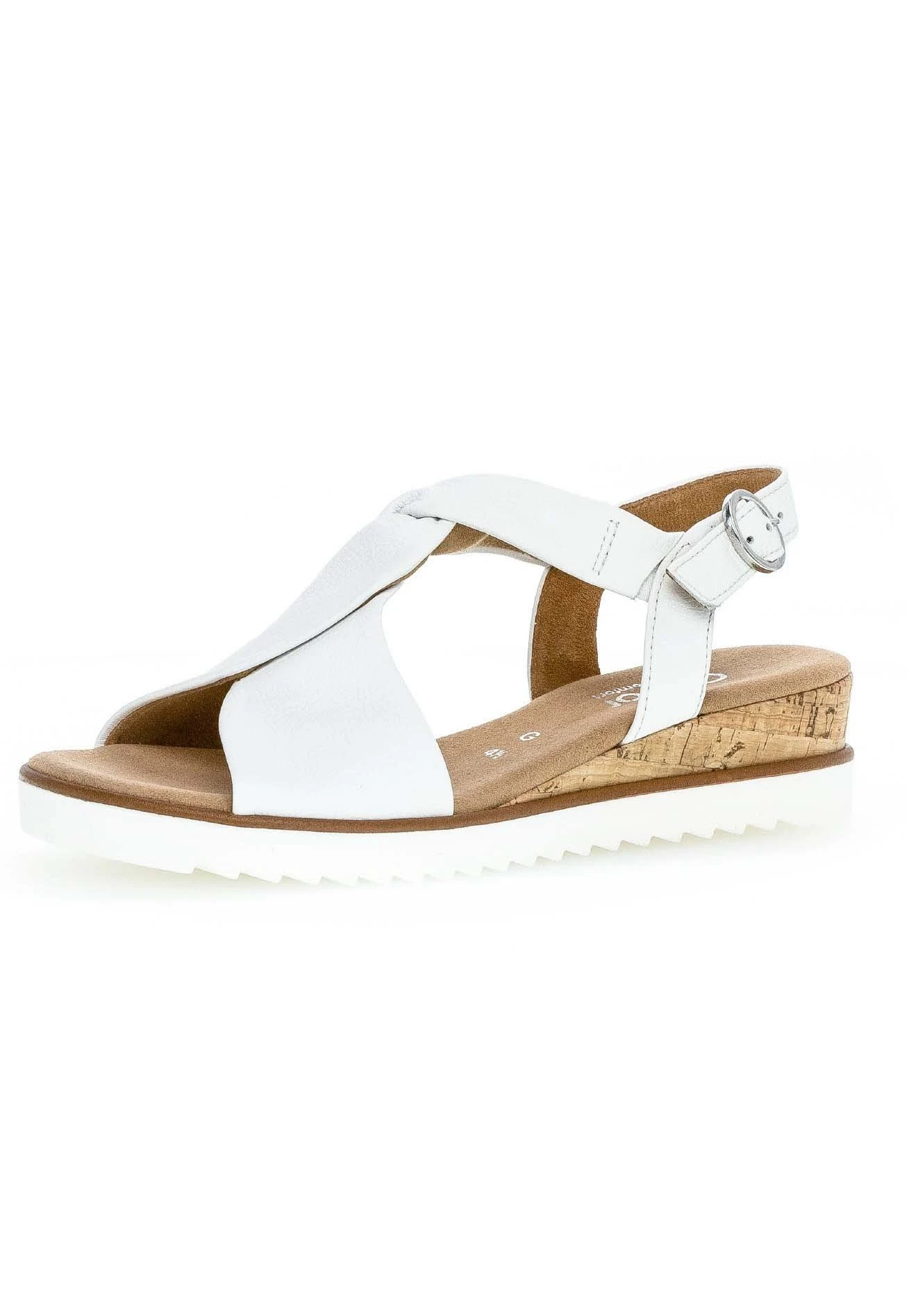Gabor Comfort Sandalen Met Sleehak - Weiss Kork/Offwhi 1 Gabor Comfort Sandalen Met Sleehak - Weiss Kork/Offwhi